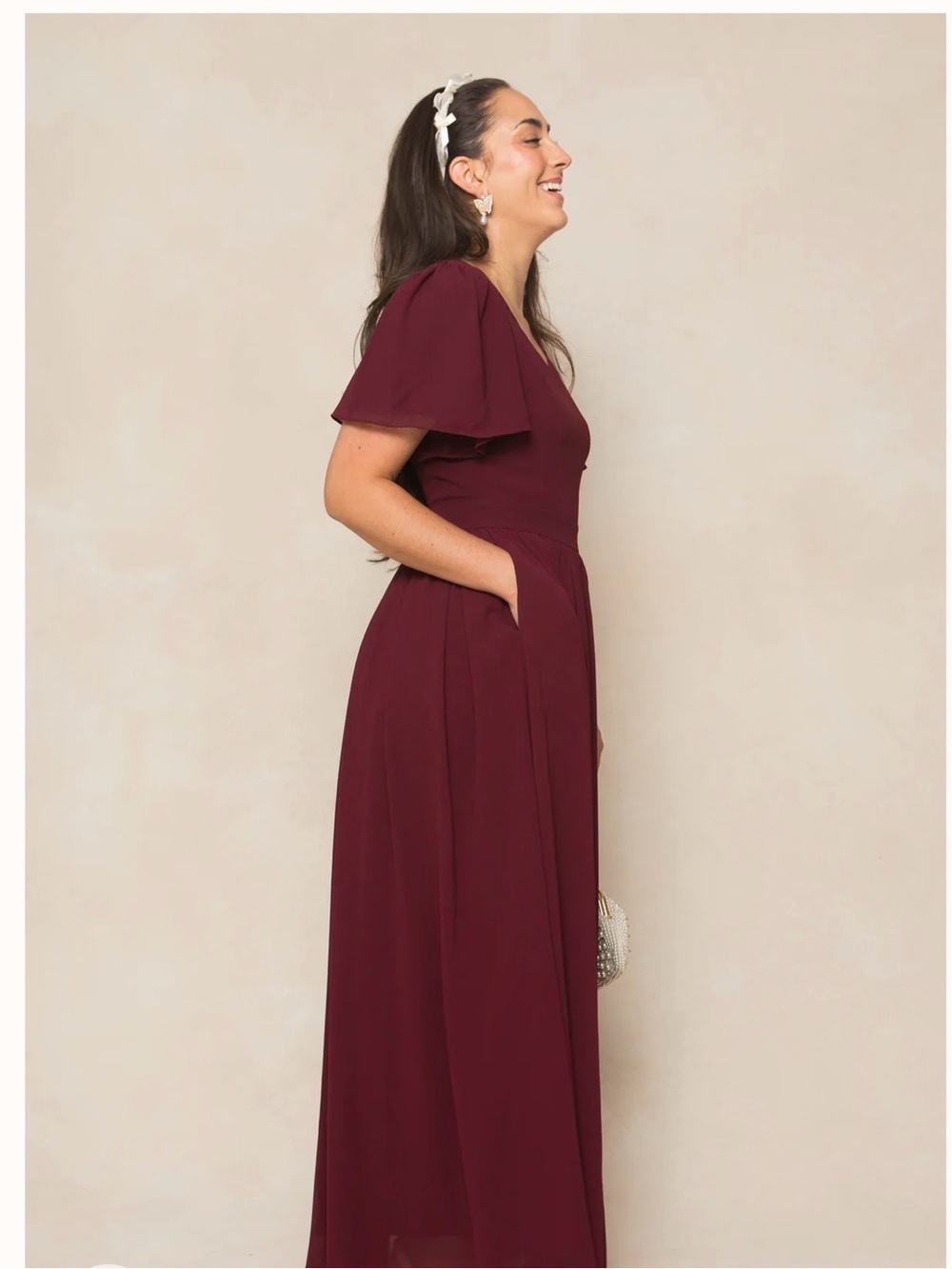 Ivy City Co Abbie Dress in Wine Chiffon size 0 NWT - Picture 5 of 5